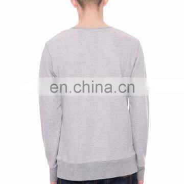 Hot Sale Casual Design Men Plain Sweatshirt Heather Grey Fleece Pullover Sweatshirt photo-3