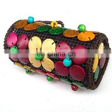 Flower Design Girls Smart Round Coconut Shoulder Bag