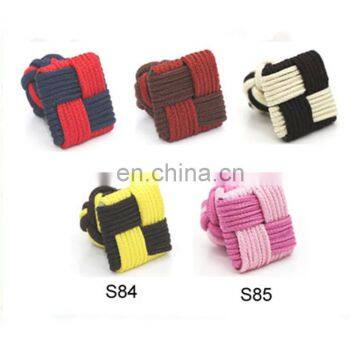 China Supplier Knitting Fabric Cufflinks Square Silk Knot Cuff Link Elastic Rope Cuff photo-2