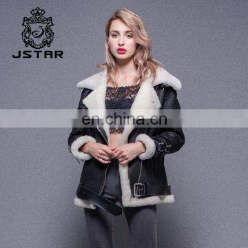 Professional Design Lamb Leather Double Face Jacket Fur Trim Winter Coat