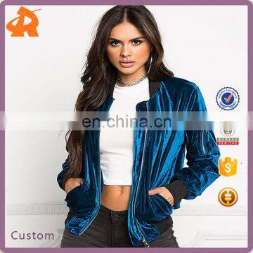 2017 Wholesale Cheapest Price New Design Velvet Bomber Jacket For Women