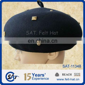 wool felt black beret hat