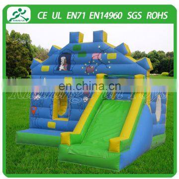 Funny blue castle inflatable bouncer slide combo for children