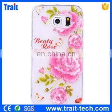 Paypal Accept Crafts Flower Pattern Soft PU Case for Samsung Galaxy S6 Edge G9250