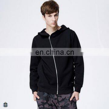 T-MH565 High Quality Men's Black Zip 100% Cotton Hoodie Embroidery