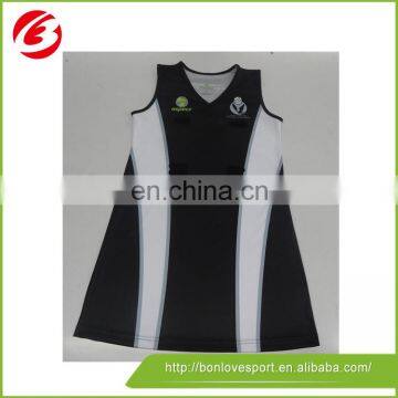 Cheap wholesale custom design netball jersey by lycra fabric