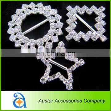 Various shapes crystal rhinestone buckle for wedding invitations,Wedding chair sash buckle,chair cover ribbon slider