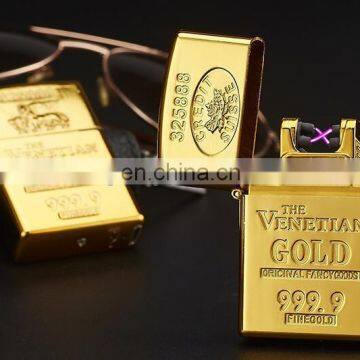 The Venetian Gold lighter windproof electric usb lighter double arc lighter