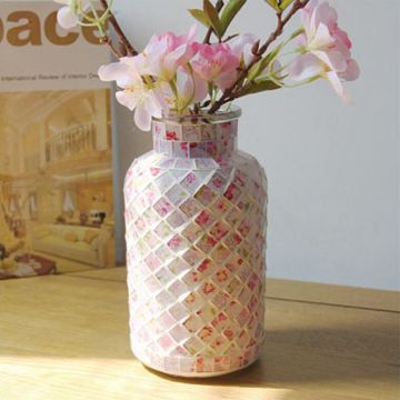 Pastoral style pink mosaic glass bottle home decoration vase