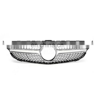 Silver Front grill Diamond grille without camera hole  for Mercedes Benz W205 C CLASS C200 C250 C300 C350 2015-2018