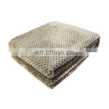 100% Polyester Super Soft Warm Embossed Plaid Plush Waffle Flannel Print Coral Fleece Throw Blanket photo-3