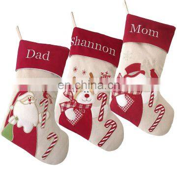 Personalized Linen christmas stockings christmas stocking kits for Christmas decoration