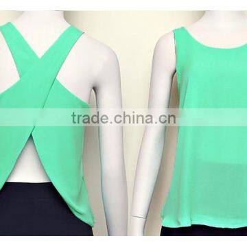 2015 new Blouses sexy camisole woman tops chiffon blouse macaroni