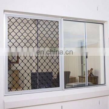 Double glazed office aluminium profile sliding window with security mesh