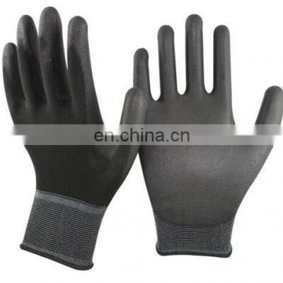 Black Nylon Liner Puggy PU Palm Coated Gloves for Precision Work