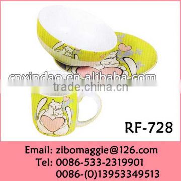 Round Shape White Porcelain Childrens Dinnerware Set for Tableware