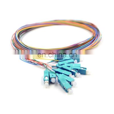 UNIONFIBER OEM/ODM 12 fiber 0.9mm MM50/125  OM3 1.5 meter SC fiber optic pigtail