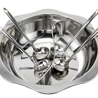 Stainless Steel Shabu Shabu Hot Pot Anti-Side Octagonal Two-Pot Double Flavor with Divider Pot