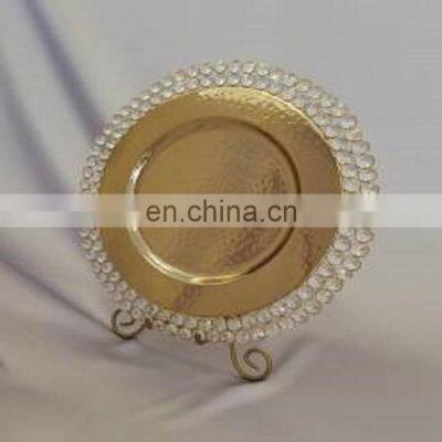 gold plated crystal beaded charger plate for wedding