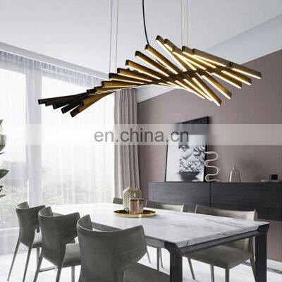 Modern Minimalist Chandelier Restaurant Simple Linear Shape Ceiling Lights Office Long Strip Pendant Light