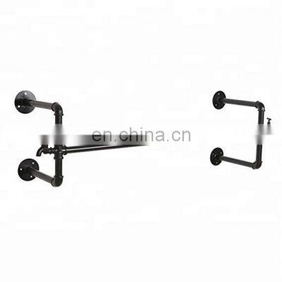 Black Metal Wall Mounted Faucet Design Hanging Clothes Bar Display Closet Rod Garment Rack photo-2