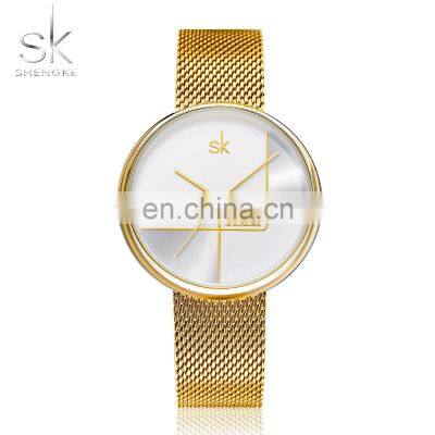SHENGKE Ladies Watch SK Watch K0105L Business OL Feel Handwatch Geometric Design Gold Ultra Wristwatches photo-3