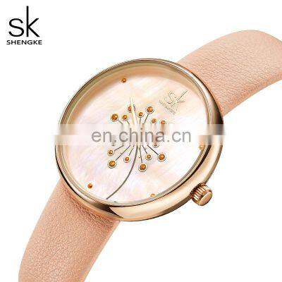 SHENGKE Dandelion Design Watch K0113L Temperament Lady Elegant Watch Wrist Sapphire Shell Surface Reloj Para Mujer