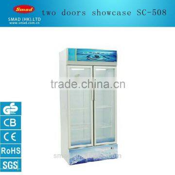 SC-508 double doors glass display showcase for beverage CE-marked