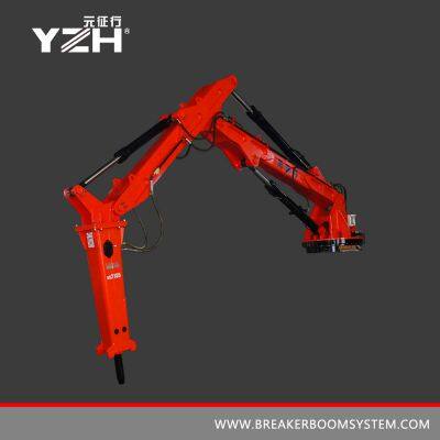 stationary boom rock breaker system