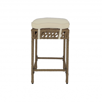 5 Piece Beige Rattan Wicker Bar Set, Patio Dining Furniture, Wine Glass Holder and 4 Bar Stools photo-4