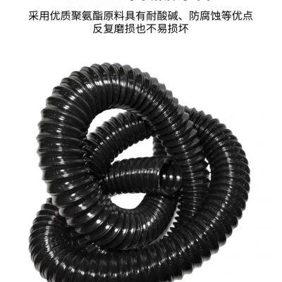 Black PU Polyurethane Corrugated PipeSteel Wire Reinforced Industrial Dust Suction Pipe