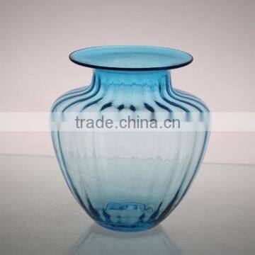 aqua blue optic hand made glass vase