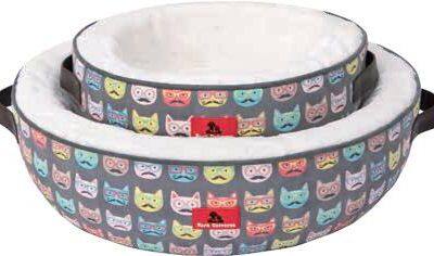 Round Donut Cat and Dog Bed With Basket Handles