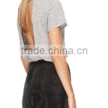 2015 China Manufacturer Customized Ladies Casual Gray Silk Jersey T-shirt photo-4