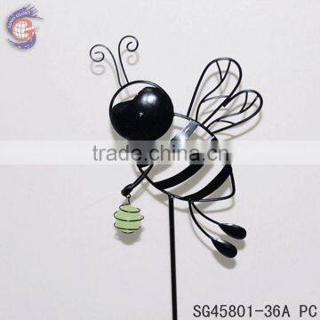 metal glow in the dark bees decorative floral sticks