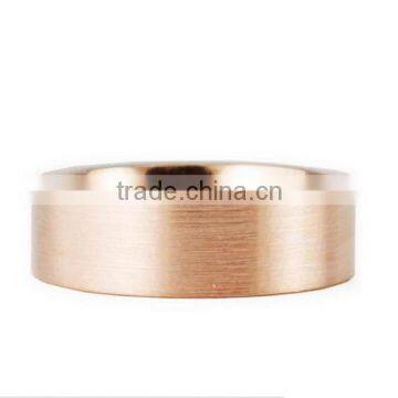 Men's 18k Rose Gold Flat Brushed Finish Ring 8mm Comfort Fit Wedding Band