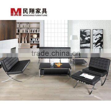 Replica high grade Italian Genuine leather Ludwing Mies Van der Rohe cream color barcelona leisure sofa for living room