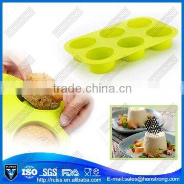 2014 New Arrrival Baking Tool 6 Holes Round Shape Silicone Cake Molds