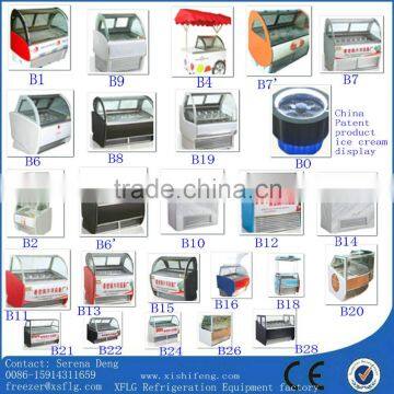 Glass Display Freezer for Ice Cream Parlour