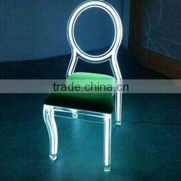 Modern clear acrylic LED ghost chair used hotel banquet chair with cushion