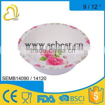 Round melamine soup bowls with custom designs printing