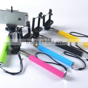 2015 Newest colorful wireless monopod selfie stick with bluetooth shutter button