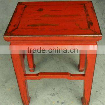 Chinese style red square wooden stool LWS055