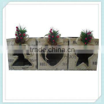 Square Iron with fabric bucket for christmas decoration