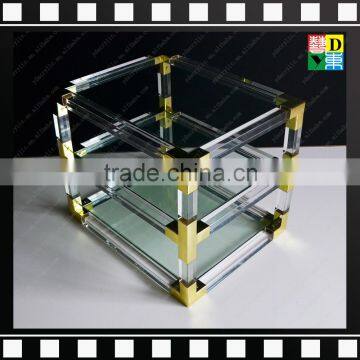 2016 Popular Clear Acrylic Plexiglass PMMA Living Room Table With Steel for Office/home/hotel