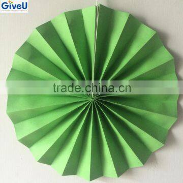 Green Color D20cm 90gsm Woodfree Paper Fan Decorations Parties Party Supplies