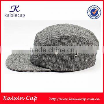 Custom-made Herringbone 5 Panels Cap With Woven Label Patch Logo photo-2
