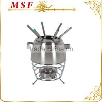 MSF-3512 10pcs stainless steel chocolate fondue set Popular fondue pot to AMERICA & SOUTH AMERICA