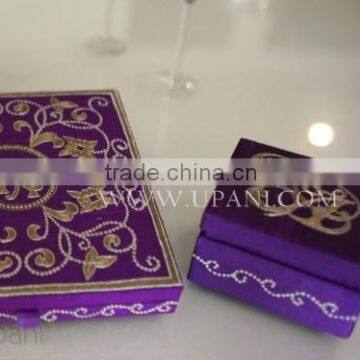 Purple Wedding Invitation Box With Floral Embroidery- WHOLE SALE photo-3