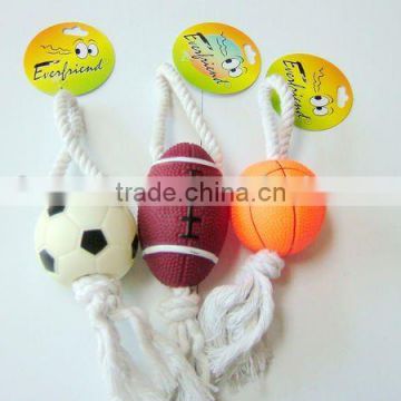 pet toys football toy with rope